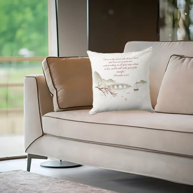 Coussin Misty Blossom Traverser la Bible Verse (Créateur téléchargé)