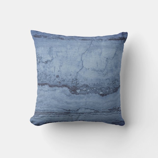 Coussin Misty Blue abstrait Granite marbre motif (Recto)