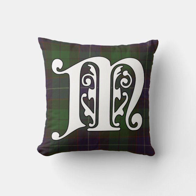 Coussin Mitchell Clan Tartan Monogram (Recto)