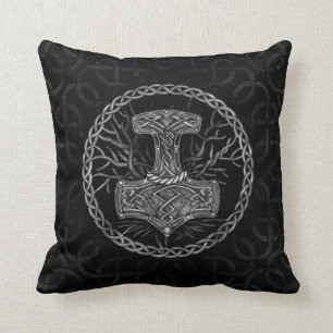 Coussin Mjolnir - Le marteau de Thor et l'arbre de vie