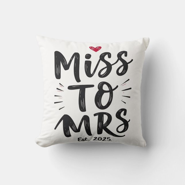 Coussin Mlle à Mme Env. 2025 Mariage Mari Épouse Couple (Recto)