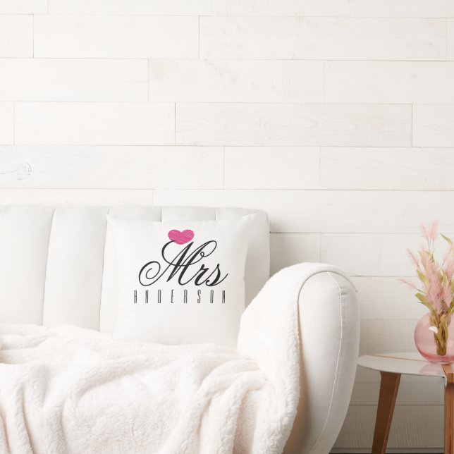 Coussin Mme Écriture Moderne Mariage Personnalisé (Canapé)