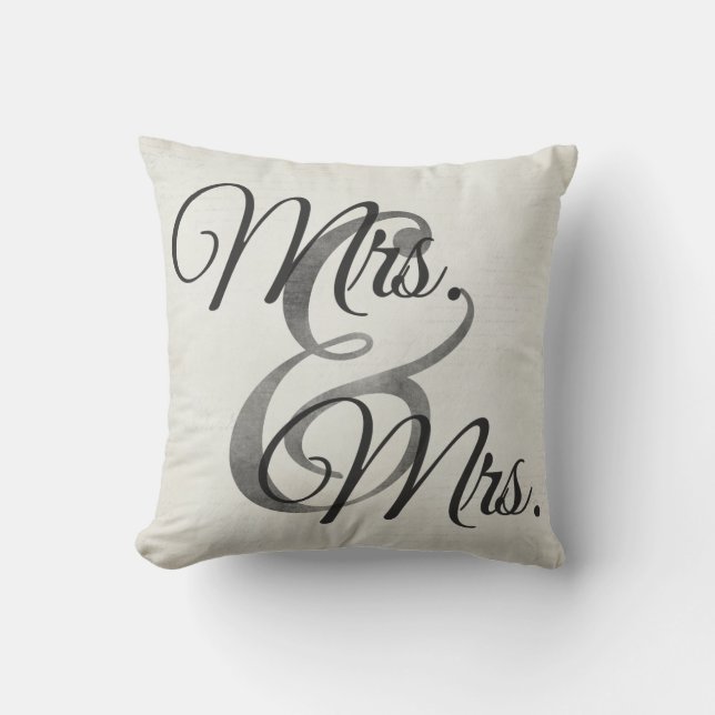 Coussin Mme et mariage lesbien de Mme White Script (Recto)
