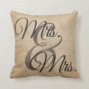 Coussin Mme et Mme Burlap Wedding Personalized