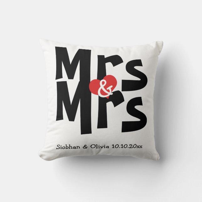 Coussin Mme et Mme Two Brides Mariage personnalisée (Recto)