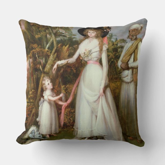 Coussin Mme Graham de Kinross, sa fille et d'un Jamadar, (Recto)