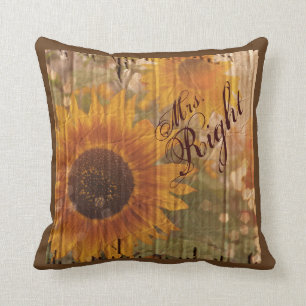 Coussin Mme jaune rustique vintage Right de tournesols