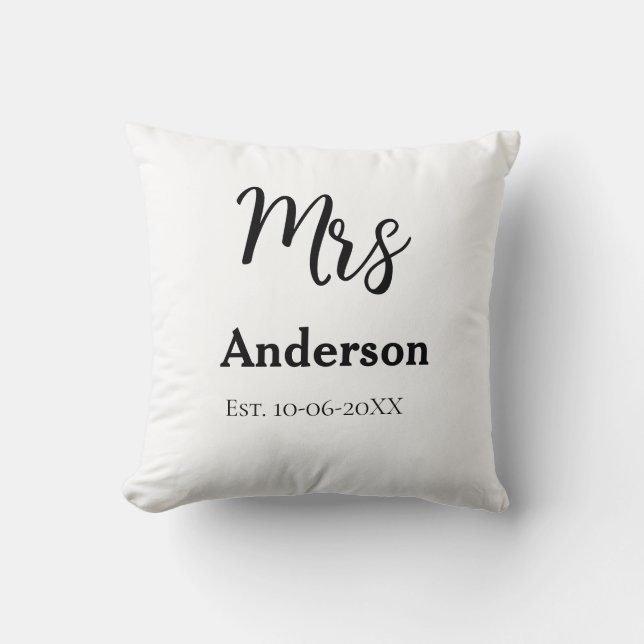 Coussin Mme jeune mariée épouse nom date année env. Simple (Recto)