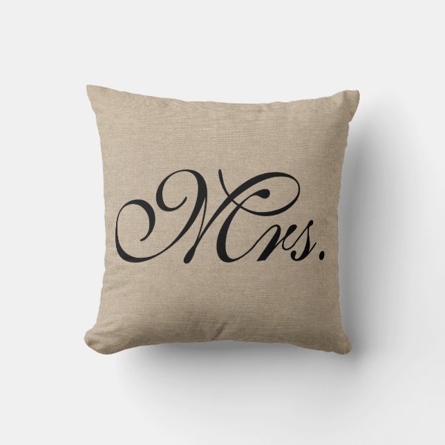 Coussin Mme jute initial chic rustique de toile de jute de (Recto)