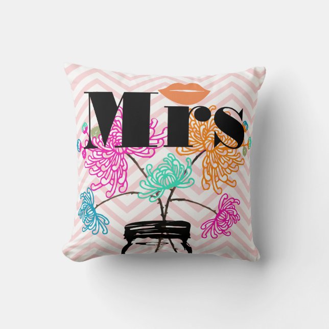 Coussin Mme Lips rose pâle Zig Zag Mason Jar (Recto)