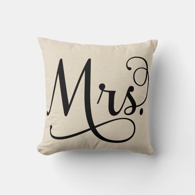 Coussin Mme manuscrit noir de | (Recto)