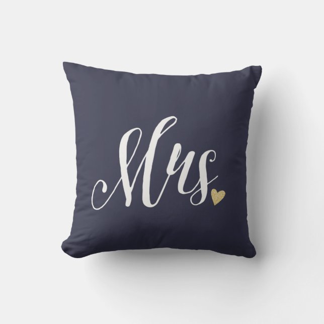 Coussin Mme Mariage et Anniversaire Bleu (Recto)