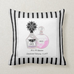 Coussin Mme & Mme Bouteilles de parfum Mariage personnalis