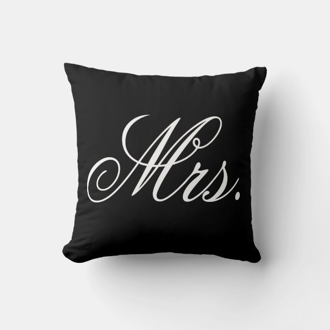 Coussin Mme Newlywed Elegant Wedding Pillow (Recto)
