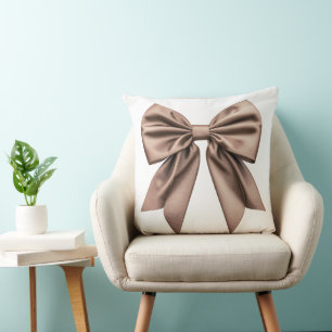 Coussin Mocha Brown Coquette Bow
