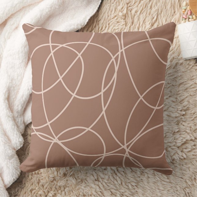 Coussin Mocha Mousse Doodles Abstraits tirés à la main (1) (Couverture)
