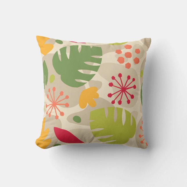 Coussin Mod Monstera Feuilles Abstrait Hawaï Tropical - Ch (Recto)