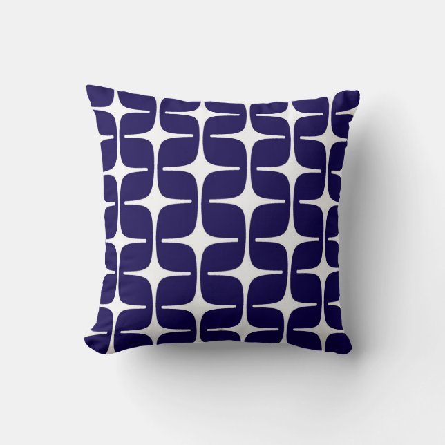 Coussin Mod Rectangles Motif en bleu et blanc Cobalt (Recto)
