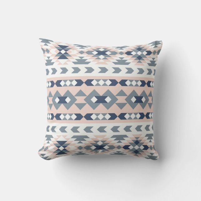 Coussin Mod Southwest Geometry Navy Blush (Recto)
