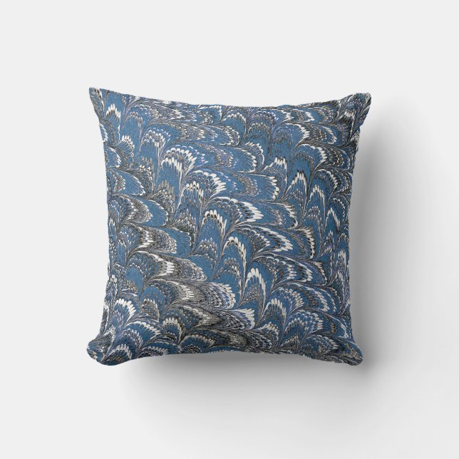 Coussin Mode Abstract Marbled Texture Blue Painting (Recto)