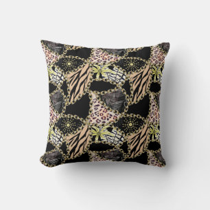 Coussin Mode, abstrait, chaînes, peau de tigre.