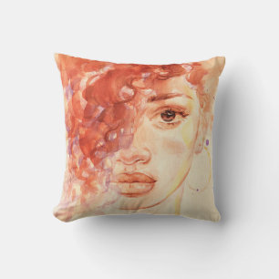 Coussin Mode afro-américaine, aquarelle illustration.