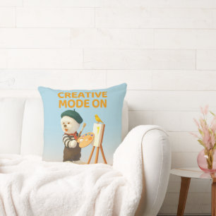Coussin Mode Créatif Activé : Peintre Artiste Chien Bichon