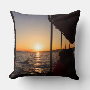 Coussin Mode de vie égéen en bateau au coucher du soleil e