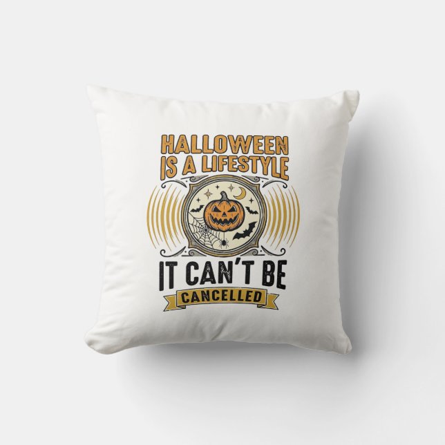 Coussin Mode de vie Halloween Typographie de citrouille vi (Recto)