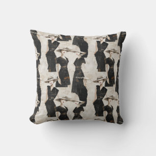 Coussin Mode découpage vintage Dames en robes noires
