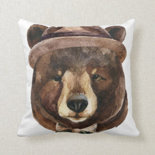 Coussin Mode d'ours d'aquarelle