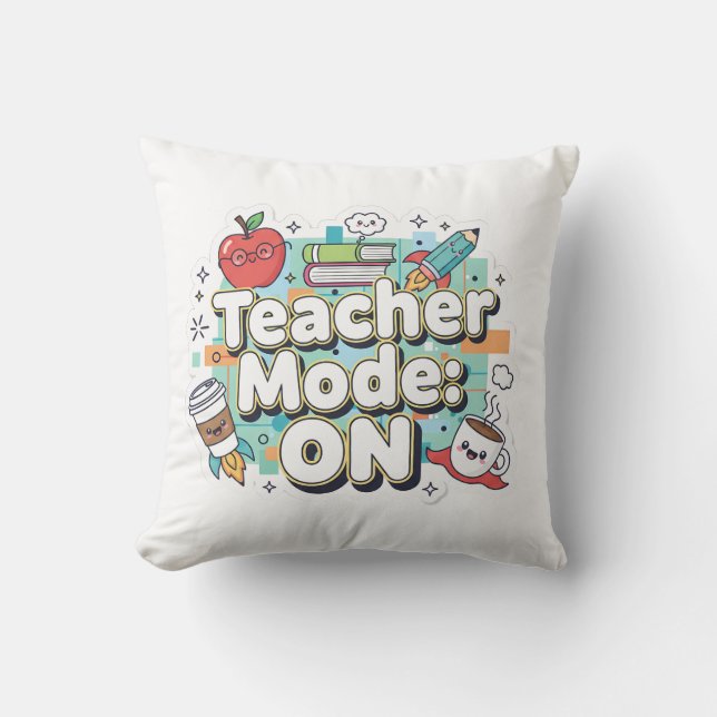 Coussin Mode Enseignant : ACTIVÉ – Professeur drôle et mig (Recto)