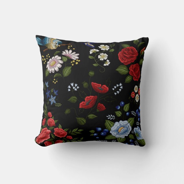 Coussin Mode folklorique florale Broderie (Recto)