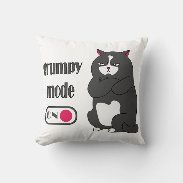 Coussin Mode grumeux sur drôle de gros chat (Recto)