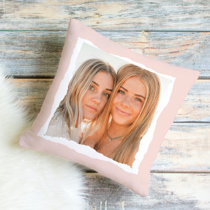 Coussin Mode Pink and White Frame With Photo