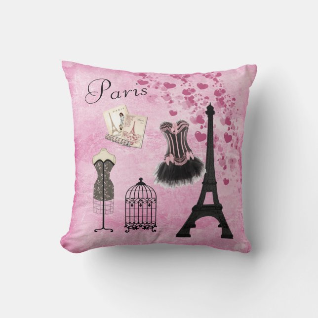 Coussin Mode rose Girly chic de Paris (Recto)