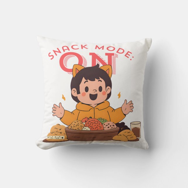 Coussin Mode Snack : ON - Caractère de dessin mignon avec  (Recto)