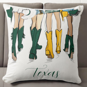 Coussin Mode Texas Cowgirl Vert Or