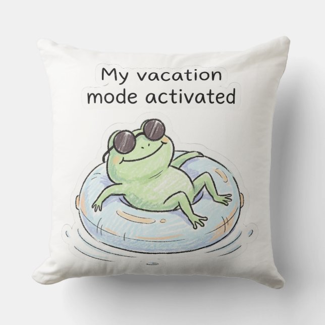 Coussin Mode Vacances Grenouille Mignonne Activé Été Drôle (Recto)