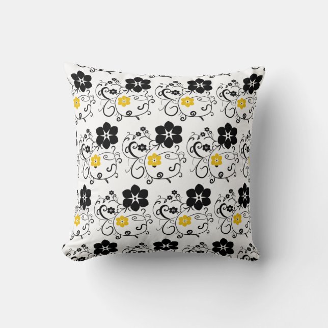 Coussin Modèle Abstrait jaune et noir  (Recto)
