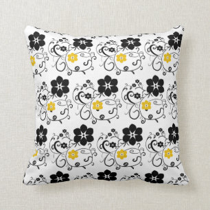 Coussin Modèle Abstrait jaune et noir