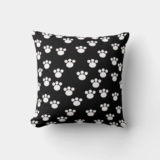 Coussin Modèle animal noir et blanc d'empreinte de patte (Recto)