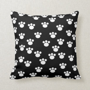 Coussin Modèle animal noir et blanc d'empreinte de patte