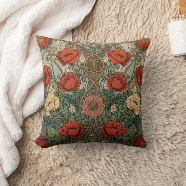 Coussin Modèle Art nouveau de coquelicots floraux de Willi (Couverture)