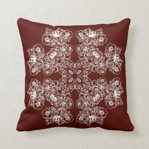 Coussin Modèle baroque floral de rouge foncé de style