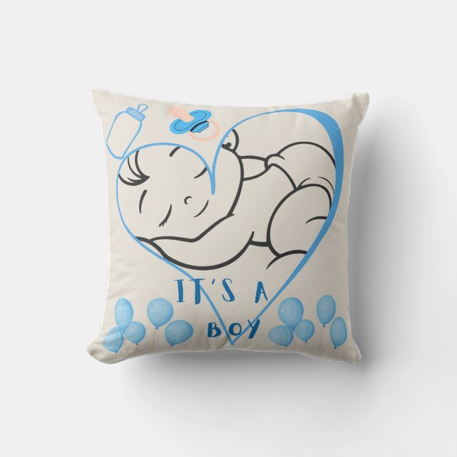 Coussin Modèle « C'est un garçon » pour célébrer l'arrivée (Recto)