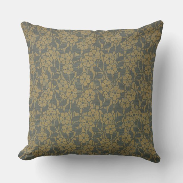 Coussin Modèle Damask gris vintage or (Recto)
