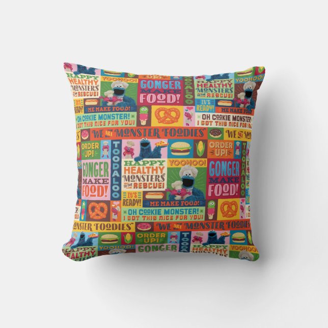 Coussin Modèle de camion gastronomique de Cookie Monster (Recto)
