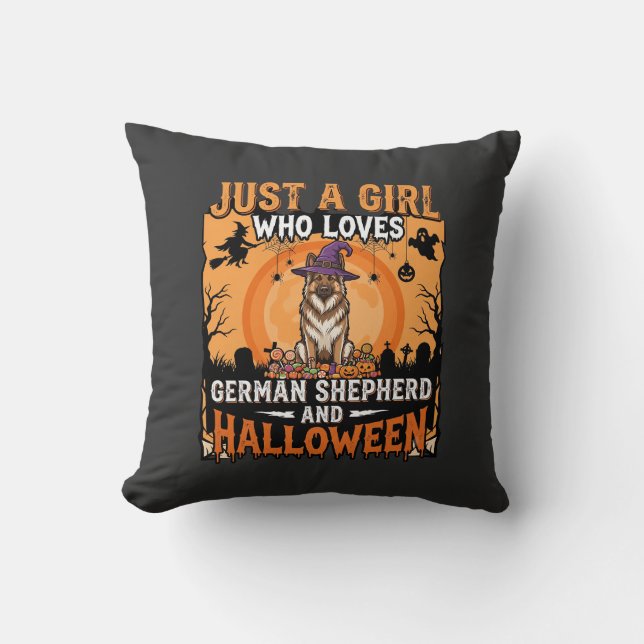 Coussin Modèle de Chien de Berger Allemand Fille d'Hallowe (Recto)