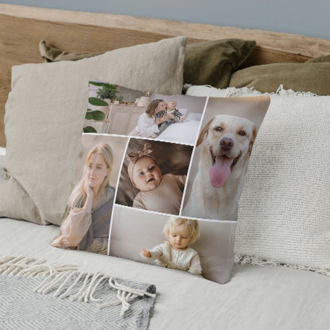 Coussin Modèle de collage photo personnalisé 10 (10 Photo collage template personalized Throw Pillow by Ricaso. make your own, upload photographs
)